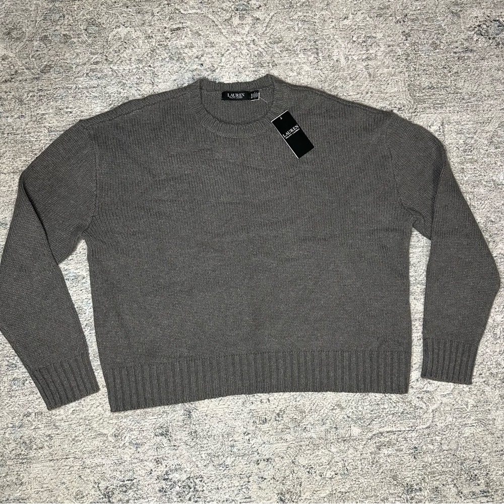 🆕Lauren Ralph Lauren Gray Wool Crewneck Sweater Size XL